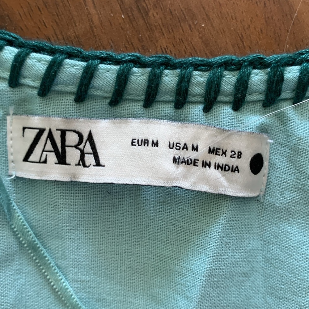 New Zara Embroidered Linen Caftan Tunic Dress - Picture 13 of 17